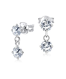 Stones Dangling CZ Earring Silver ECS-10